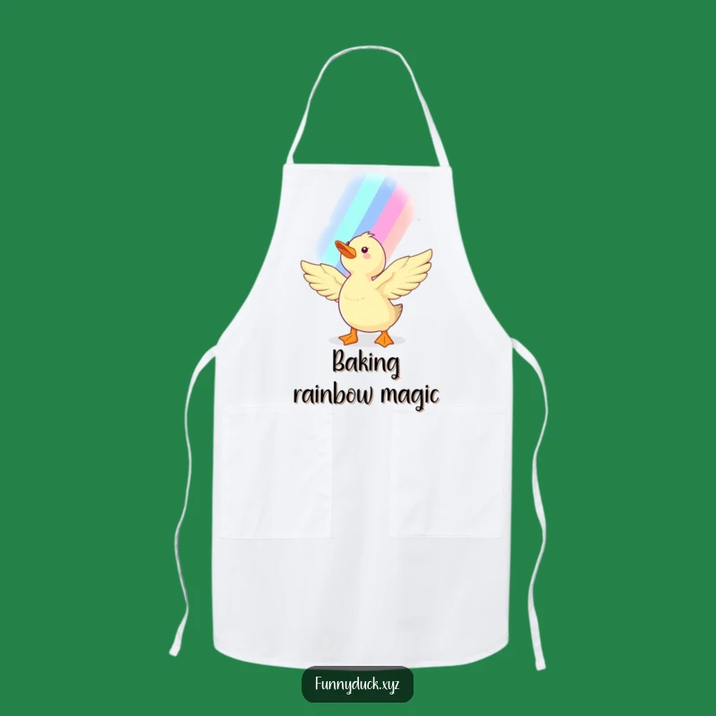 Whimsical Kawaii Duck Rainbow Apron: Fun Kitchen Wear and Funny Gift for Bakers of Dreams