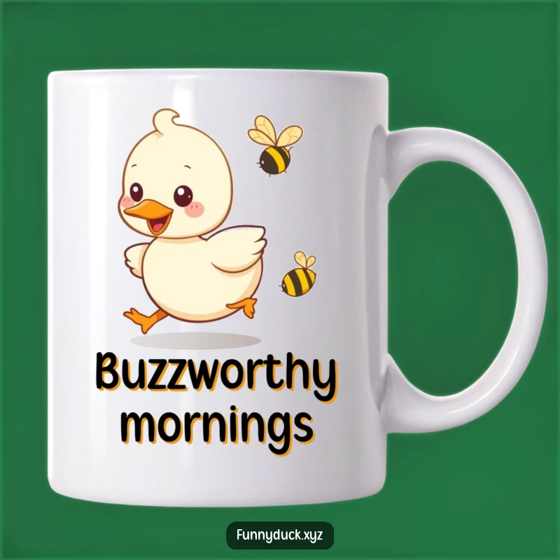 Funny Kawaii Duck Bee Chase Mug: Playful Pursuit & Smile, Perfect Funny Gift