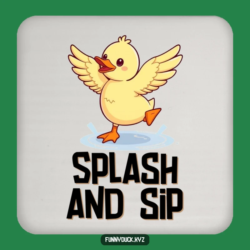 Funny Kawaii Duck Puddle Jump Drink Coaster: Protect Surfaces with Playful Style, Great Funny Gift