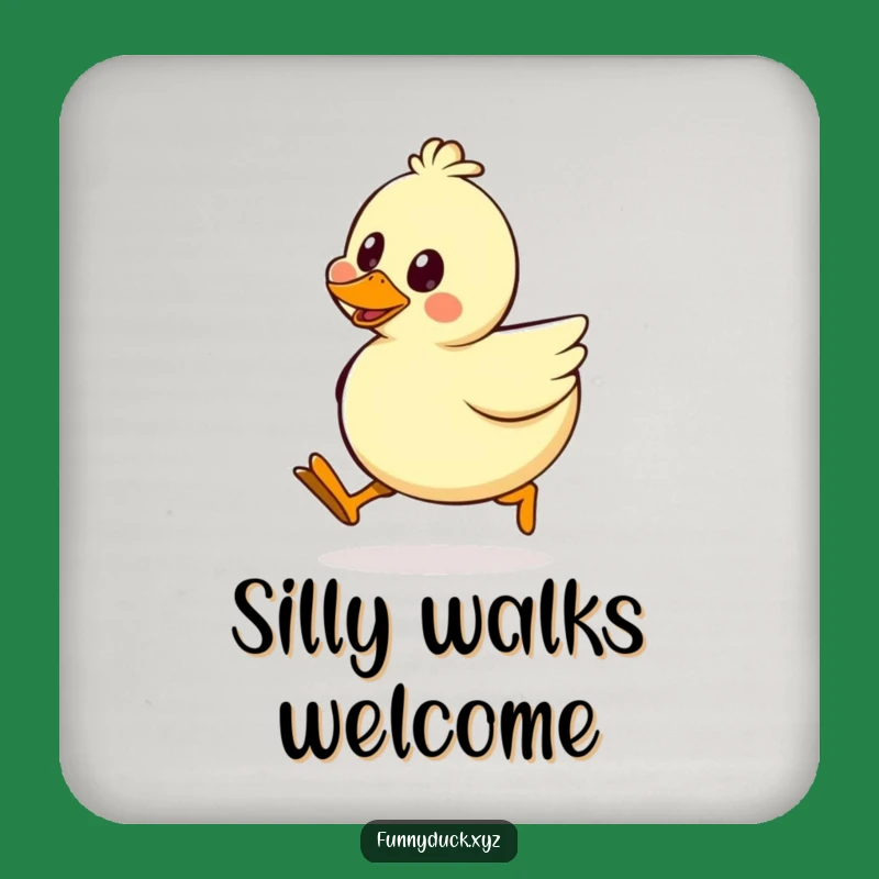 Funny Kawaii Duck Silly Walk Coasters: Hilarious Set of 4, Perfect Gag Gift for Any Table
