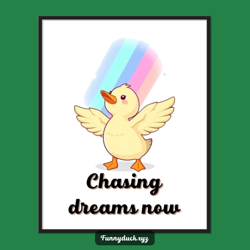 Inspirational Kawaii Duck Rainbow Poster: Beautiful Wall Art and Funny Gift for Hopeful Hearts