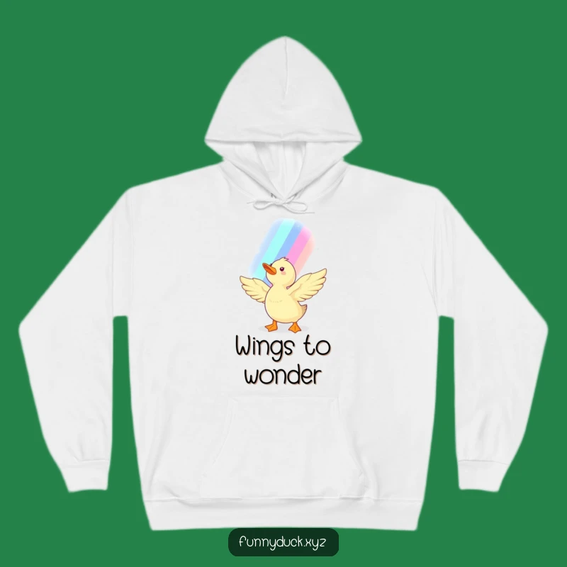 Cozy Kawaii Duck Rainbow Hoodie: Warm and Inspirational Apparel, Funny Gift for Dream Chasers