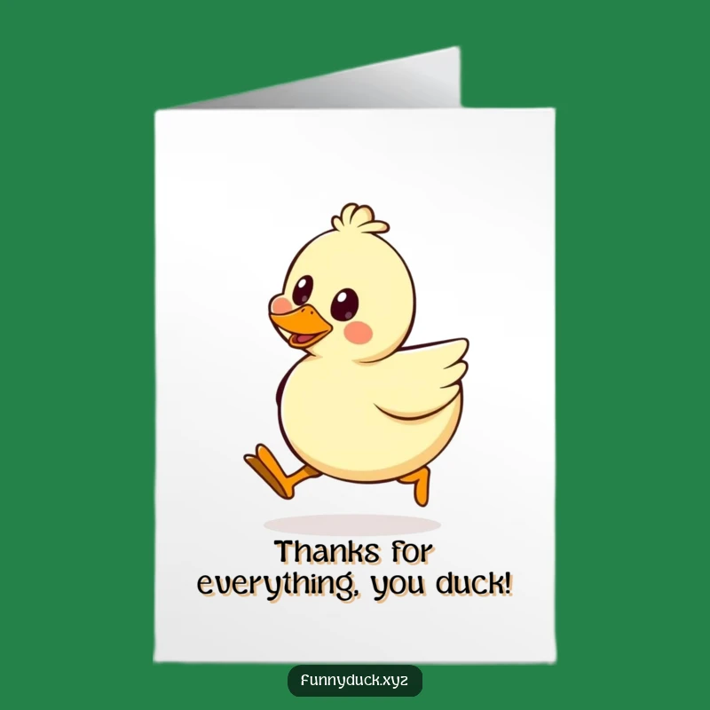 Free Printable Funny Duck Thank You Card: Wobbly Legs Expressing Gratitude!