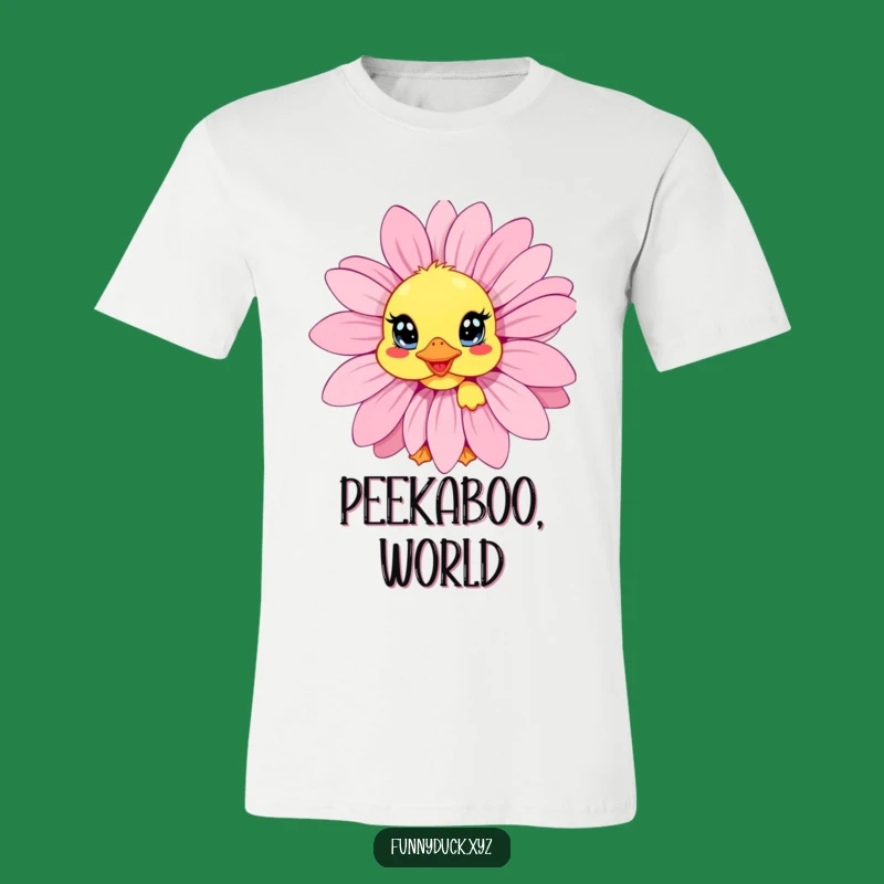 Funny Kawaii Duck Daisy Peek T-Shirt: Shy & Cute Tee, Great Funny Gift