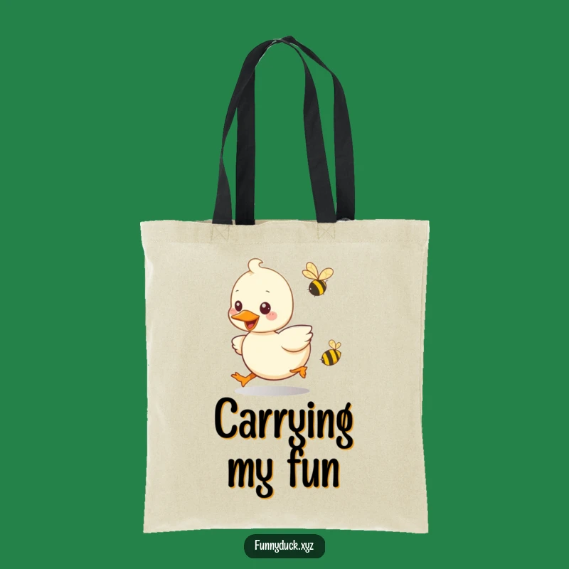 Funny Kawaii Duck Bee Chase Tote Bag: Stylish & Playful Carryall, Perfect Funny Gift