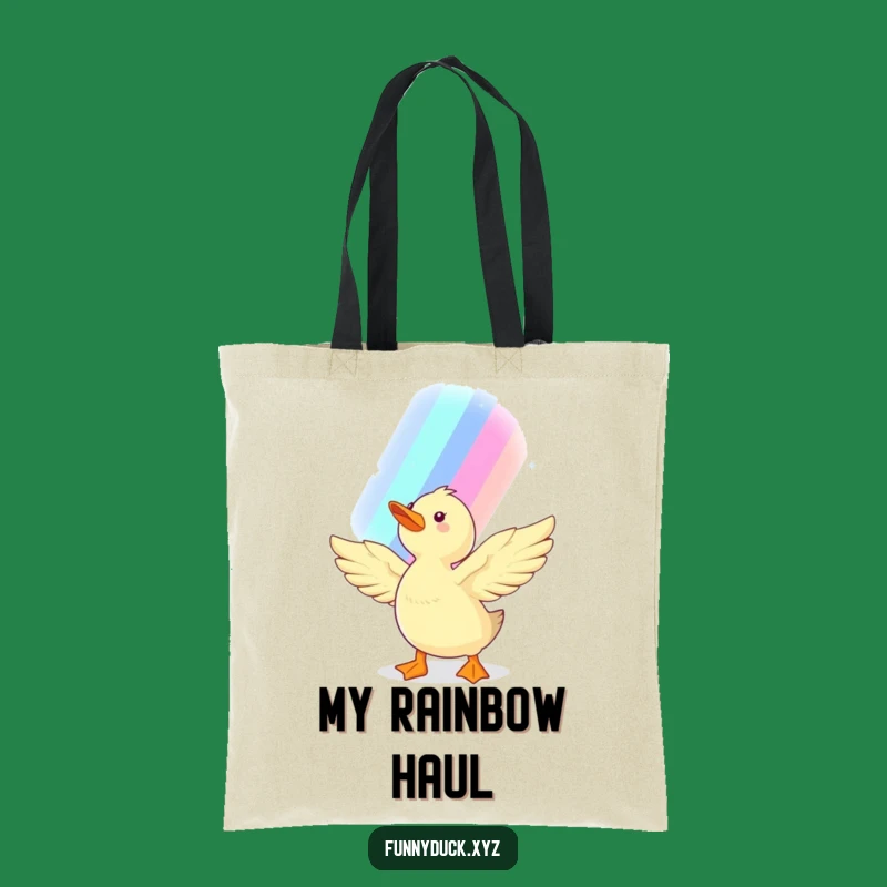 Lucky Kawaii Duck Rainbow Tote Bag: Stylish Accessory and Funny Gift for Dreamers on the Go